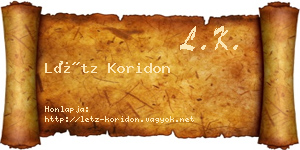 Létz Koridon névjegykártya